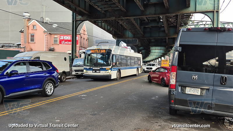 MTA New York City 7421 on the T324 7 shuttle
2015 NFI XD40 #7421 on the T324 7 shuttle
