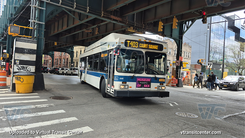 MTA New York City 446 on the T403 G shuttle 
2012 NFI C40LF #446 on the T403 G shuttle 
