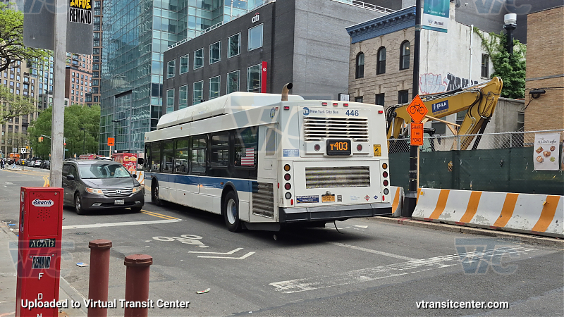 MTA New York City 446 on the T403 G shuttle 
2012 NFI C40LF #446 on the T403 G shuttle 
