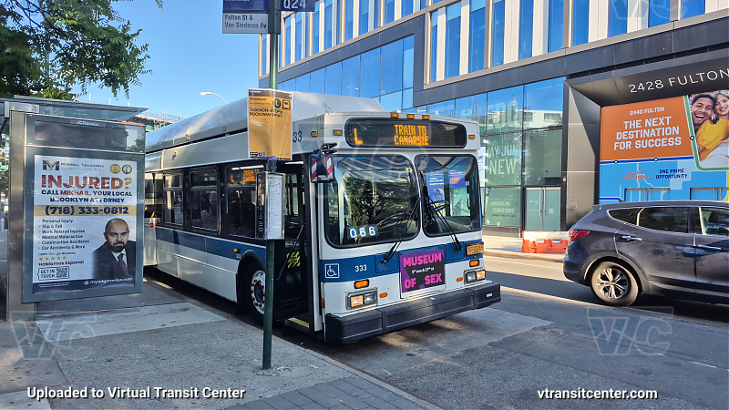MTA New York City 333 on the T426 L shuttle 
2012 NFI C40LF #333 on the T426 L shuttle 
