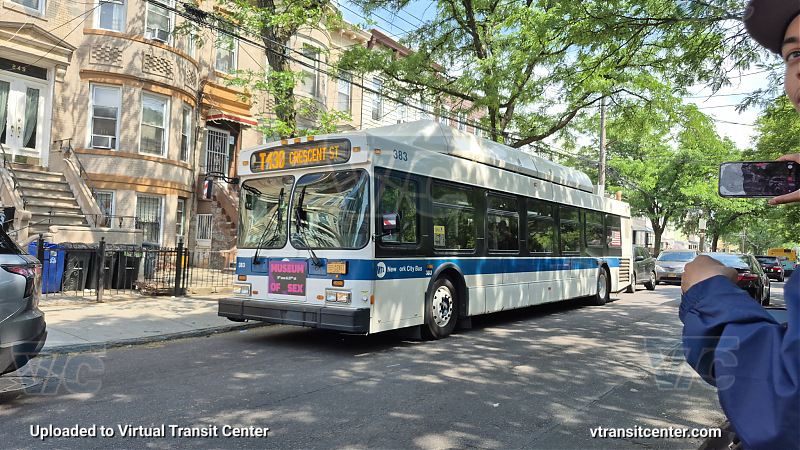 MTA New York City 383 on the T430 J shuttle 
2012 NFI C40LF #383 on the T430 J shuttle 
