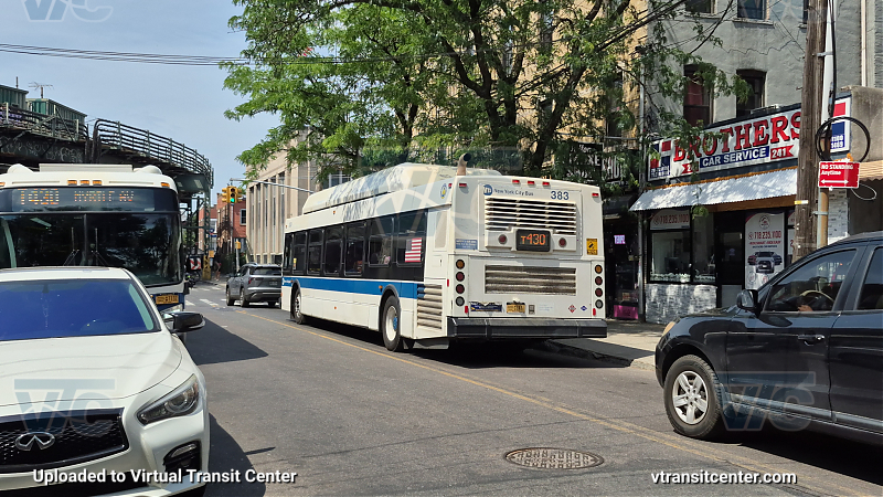 MTA New York City 383 on the T430 J shuttle 
2012 NFI C40LF #383 on the T430 J shuttle 
