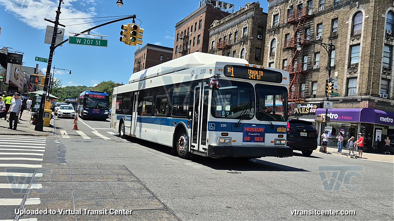 MTA New York City 230 on the 1 shuttle 
2011 NFI C40LF #230 on the 1 shuttle 
