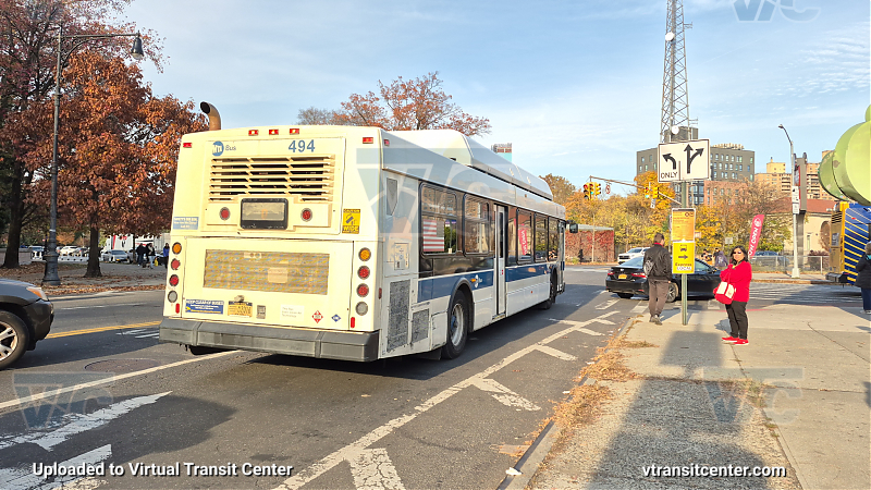 MTA New York City 494 on the Q91 Q shuttle 
2011 NFI C40LF #494 on the Q91 Q shuttle 
