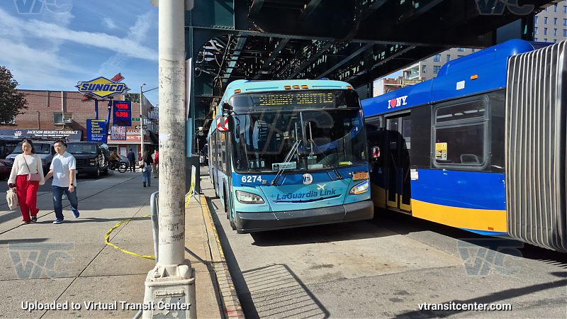 MTA New York City 6274 (LGA Link) on the Q107 7 shuttle 
2020 NFI XD60 #6274 (LGA Link) on the Q107 7 shuttle 
