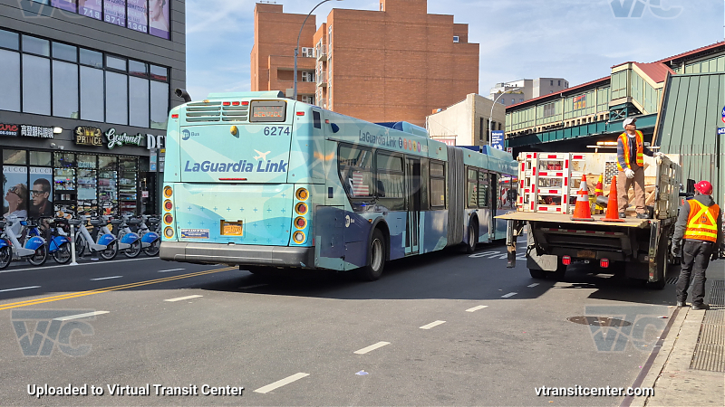 MTA New York City 6274 (LGA Link) on the Q107 7 shuttle 
2020 NFI XD60 #6274 (LGA Link) on the Q107 7 shuttle 
