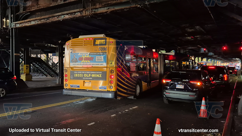 MTA New York City 5396 on the T321 7 shuttle 
2015 NFI XD60 #5396 on the T321 7 shuttle 
