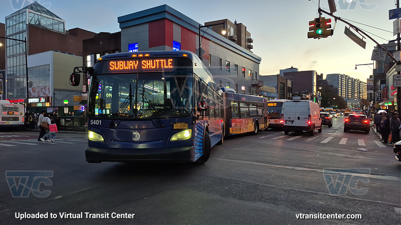 MTA New York City 5401 on the T321 7 shuttle 
2015 NFI XD60 #5401 on the T321 7 shuttle 
