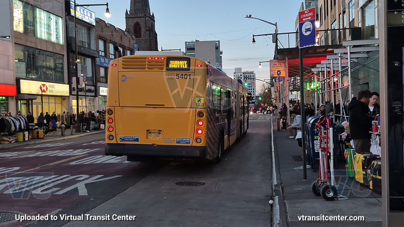 MTA New York City 5401 on the T321 7 shuttle 
2015 NFI XD60 #5401 on the T321 7 shuttle 

