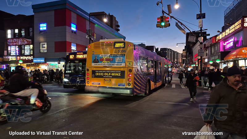 MTA New York City 5396 on the T321 7 shuttle 
2015 NFI XD60 #5396 on the T321 7 shuttle 
