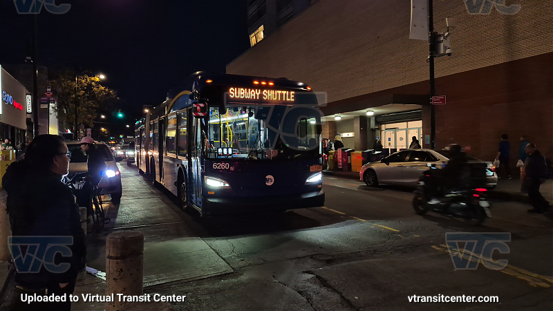 MTA New York City 6260 on the T321 7 shuttle 
2019 NFI XD60 #6260 on the T321 7 shuttle 
