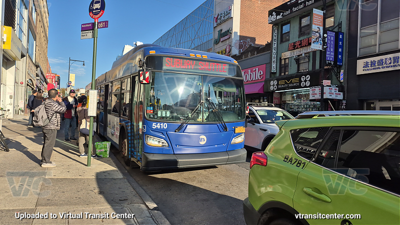 MTA New York City 5396 on the T321 7 shuttle 
2015 NFI XD60 #5396 on the T321 7 shuttle 
