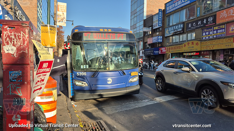 MTA New York City 5396 on the T321 7 shuttle 
2015 NFI XD60 #5396 on the T321 7 shuttle 
