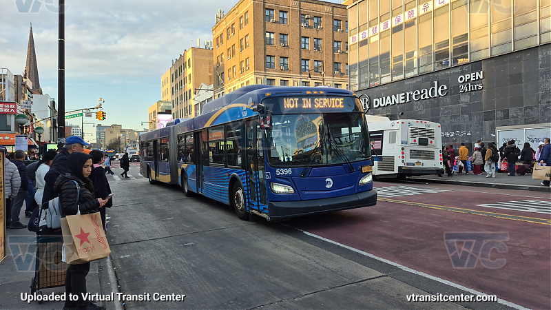 MTA New York City 5396 on the T321 7 shuttle 
2015 NFI XD60 #5396 on the T321 7 shuttle 
