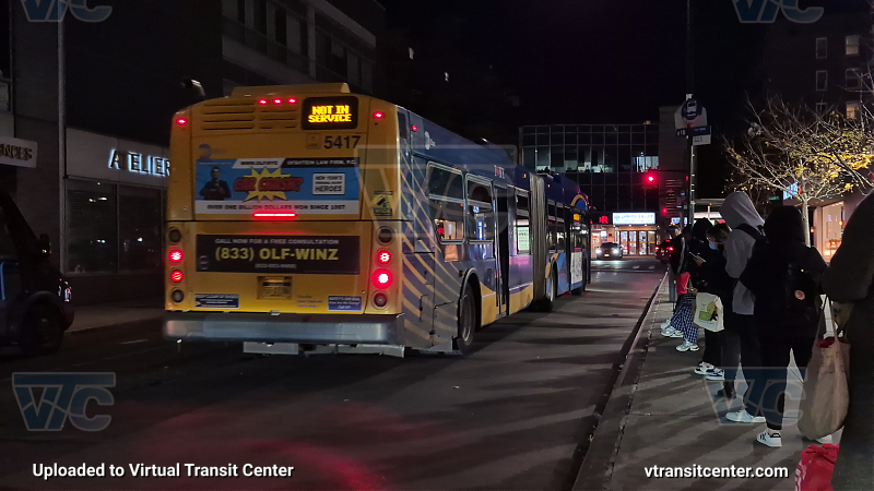 MTA New York City 5417 on the T321 7 shuttle 
2015 NFI XD60 #5417 on the T321 7 shuttle 
