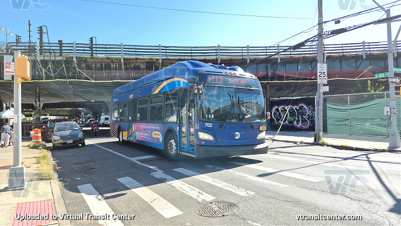 New York City Transit Bus #702 on the T113 5 shuttle 
New York City Transit Bus #702 on the T113 5 shuttle 
