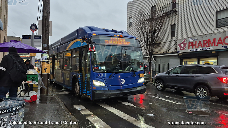 New York City Transit Bus #807 on the L shuttle
Signed to SIR to St. George 
