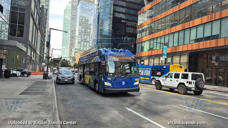 New York City Transit Bus #755 on the G shuttle 
To 21 St-Queensbridge 
