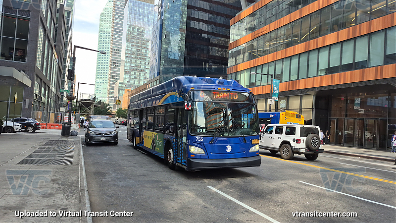 New York City Transit Bus #755 on the G shuttle 
To 21 St-Queensbridge 
