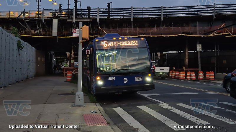 New York City Transit Bus #8816 on the 5 Express shuttle
New York City Transit Bus #8816 on the 5 Express shuttle
