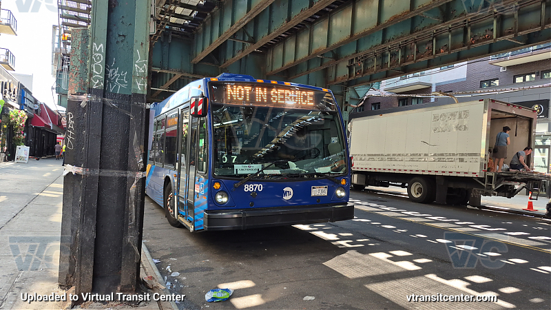 New York City Transit Bus #8870 on the T324 7 shuttle
New York City Transit Bus #8870 on the T324 7 shuttle
