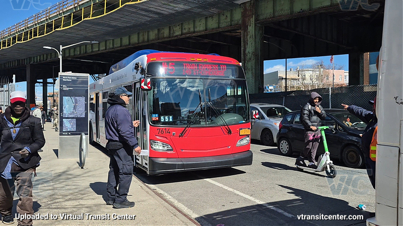 MTA New York City 7614 on the 2/5 shuttle 
2018 NFI XD40 #7614 on the 2/5 shuttle 
