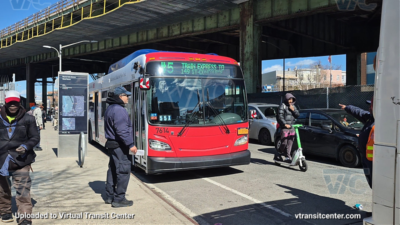 MTA New York City 7614 on the 2/5 shuttle 
2018 NFI XD40 #7614 on the 2/5 shuttle 

