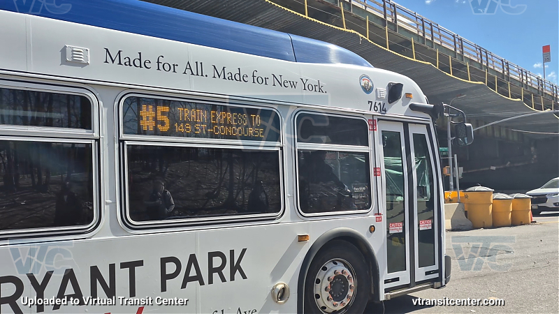 MTA New York City 7614 on the 2/5 shuttle 
2018 NFI XD40 #7614 on the 2/5 shuttle 

