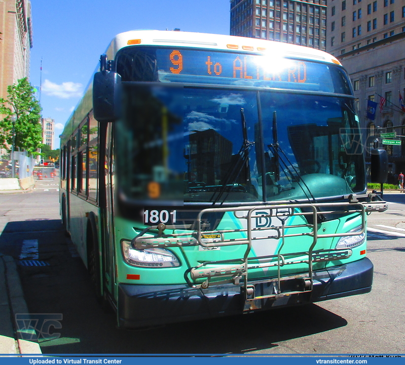 DDOT 1801 on route 9
2018 DDOT New Flyer XD40 on route 9 at Washington Boulevard and Michigan Avenue in Detroit, MI
Keywords: DDOT