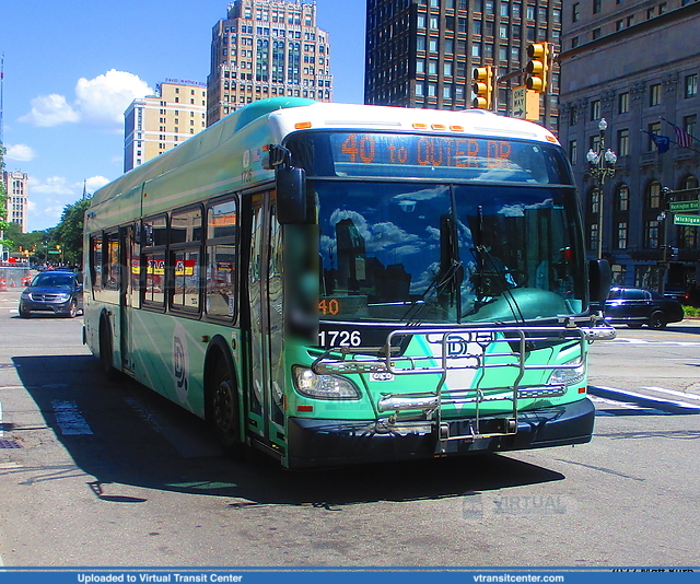 DDOT 1726 on route 40
2017 DDOT New Flyer XD40 on route 40 at Washington Boulevard and Michigan Avenue in Detroit, MI
Keywords: DDOT