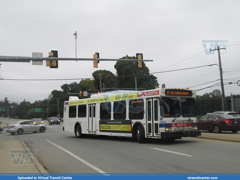 5686 on Route H
Departing Cheltenham & Ogontz Loop, 10/6/18
