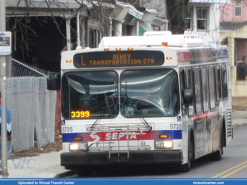 SEPTA 5735 on Route L
Making a stop on Wister Street, Olney TC bound
