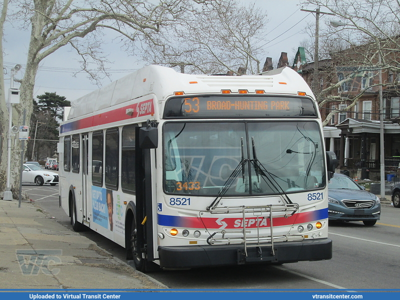 SEPTA 8521 on Route 53
On layover at Broad & Hunting Park 3/27/2018
