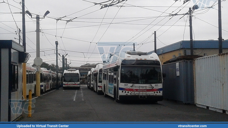 821 & siblings
Resting in Frankford yard.
Sept. 6th, 2017
Keywords: SEPTA trackless trolley