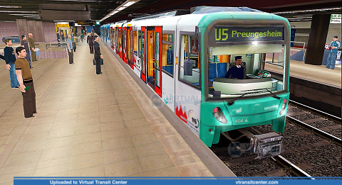 U5 Wagen at Konstablerwache on line U5
I did not drive the full route on U5 in Trainz, but you can in Trains Simulator

