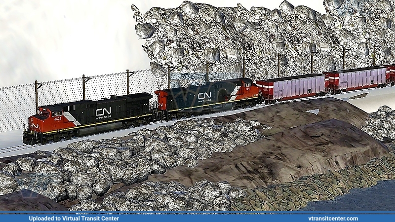 CN leads a Coal train along the Kicking Horse River
