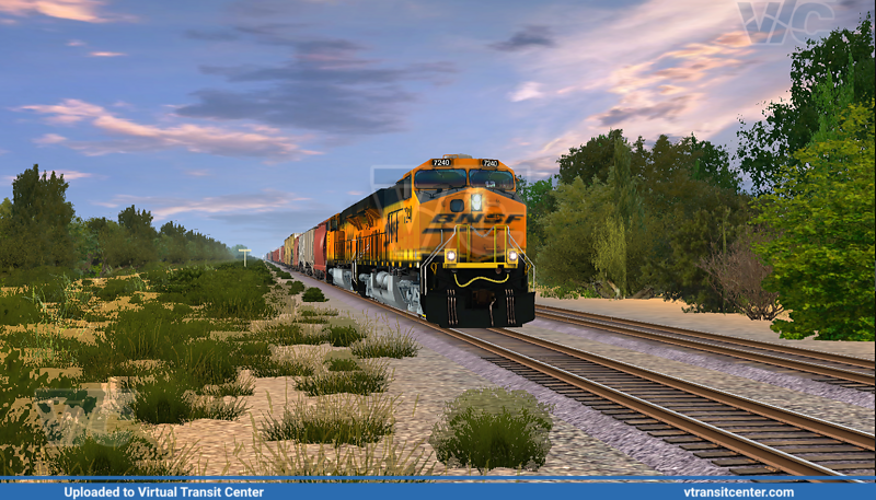 BNSF ES44DC takes a mixed freight train on a sunny day
