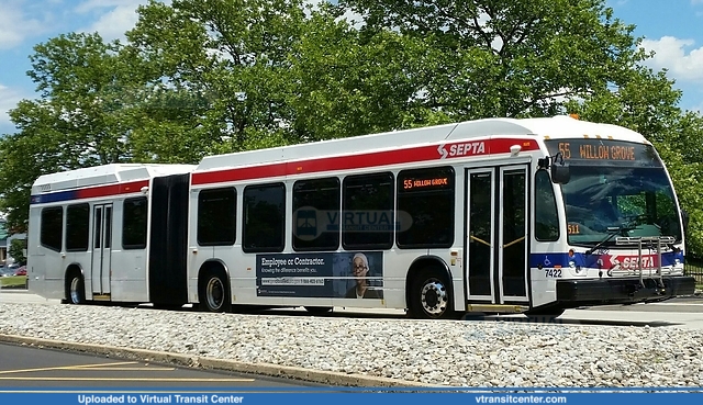 SEPTA 7422 on layover at the Willow Grove Mall.
