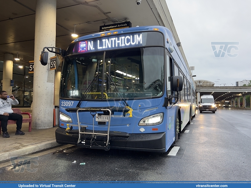 MTA Maryland BaltimoreLink 23097 on Light RailLINK shuttle
One of MTA Maryland's brand-new, zero-emission, electric articulated buses out based out of Kirk division awaiting departure from the BWI Airport Light Rail stop on May 14th, 2024.
Keywords: MTA Maryland;BaltimoreLink;New Flyer XE60;Articulated Bus;23097;Electric Bus;Xcelsior Charge