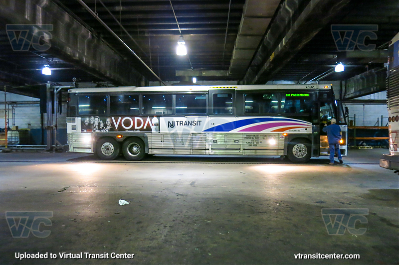NJ Transit 7592
7592 in the South Barn of Oradell Bus garage after getting fueled and washed to be parked until tomorrow 
