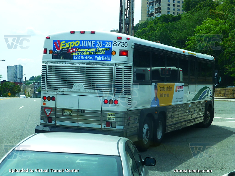 NJ Transit 8720
Lakeland Bus heading to the Lincoln Tunnel 

