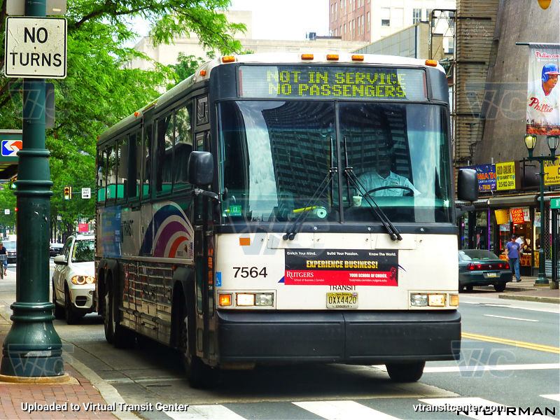 NJ Transit 7564
D4000 7564 Not In Service in downtown Philadelphia 
