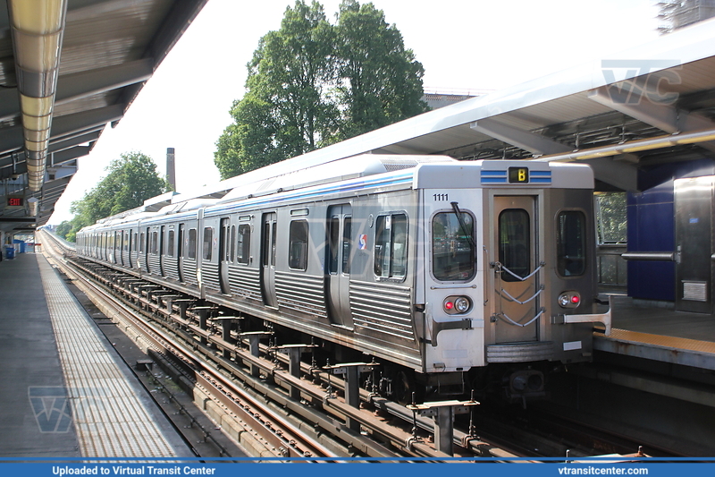 SEPTA Metro Market-Frankford/M4 1111 on MFL
Market-Frankford Line to 69th Street Terminal 
46th Street Station
