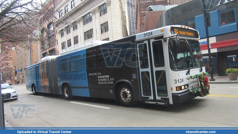 Pittsburgh Regional Transit 3124
Neoplan USA AN460 3124 

This was one of the last two 3100s to run for a special fan trip on Dec 8, 2019
Keywords: PRT;Neoplan