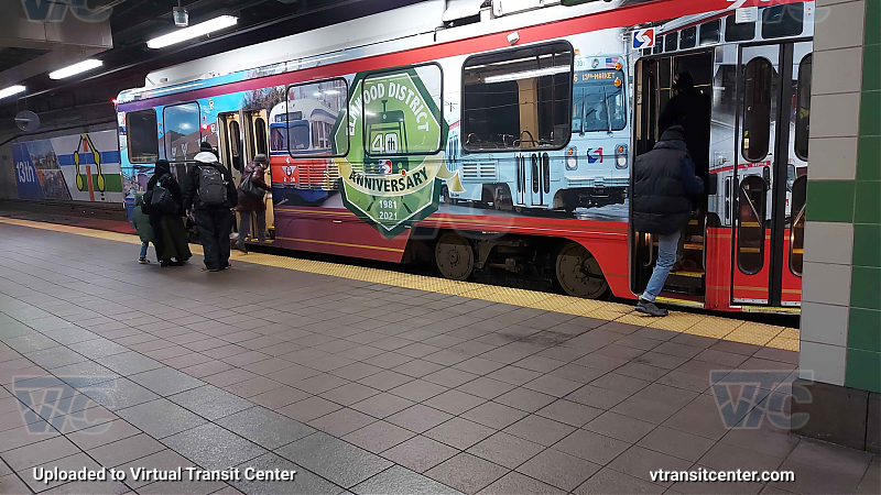 40-year anniversary 
Trolley #9093 with a unique livery to celebrate 40 years of Trolley operations out of Elmwood Depot. Decorated by Elmwood Depot.
