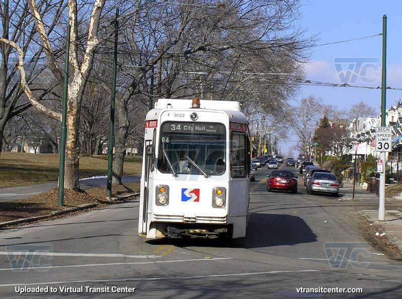 SEPTA Trolley K-Car 9022 on Route 34
Route 34 to 61st via Baltimore
