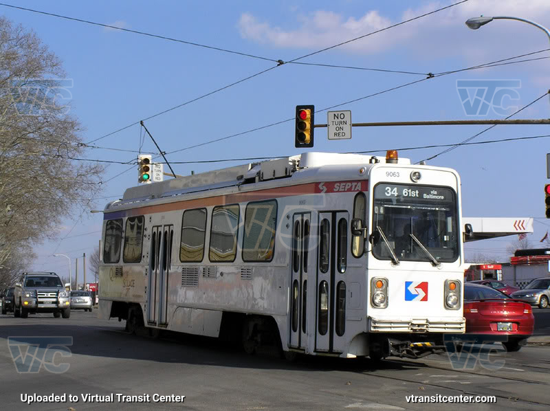SEPTA Trolley K-Car 9063 on Route 34
Route 34 to 61st via Baltimore

