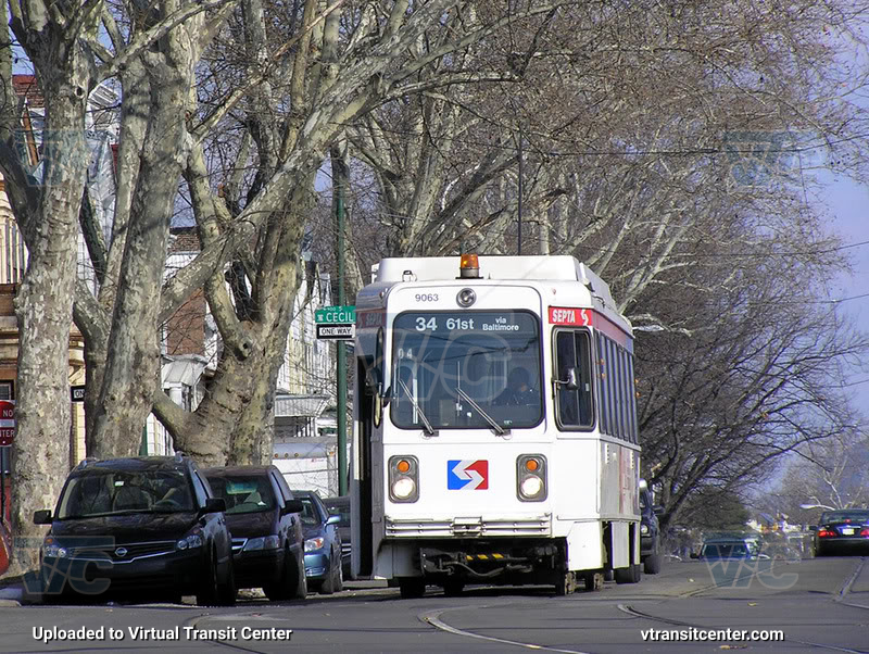 SEPTA Trolley K-Car 9063 on Route 34
Route 34 to 61st via Baltimore
