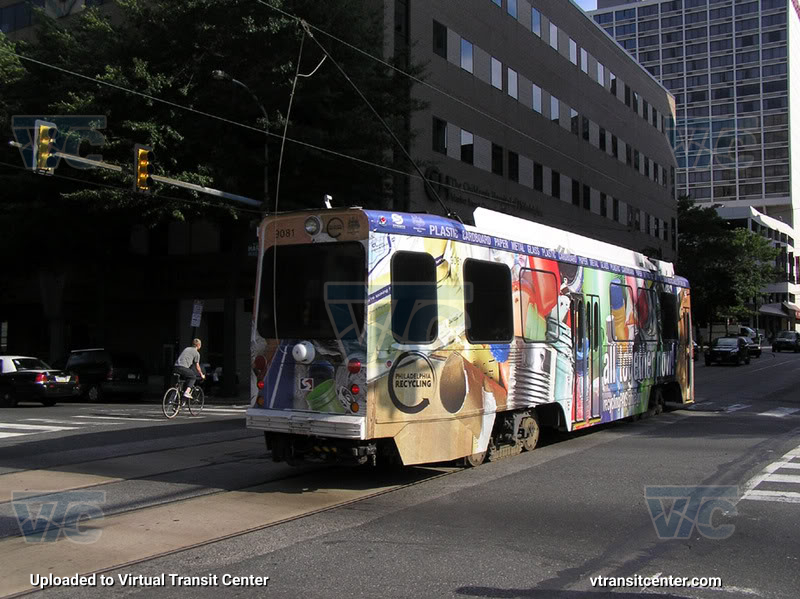 SEPTA Trolley K-Car 9081 on Route 10
Route 10 to City Hall via Subway
"All together now" Recycling wrap
