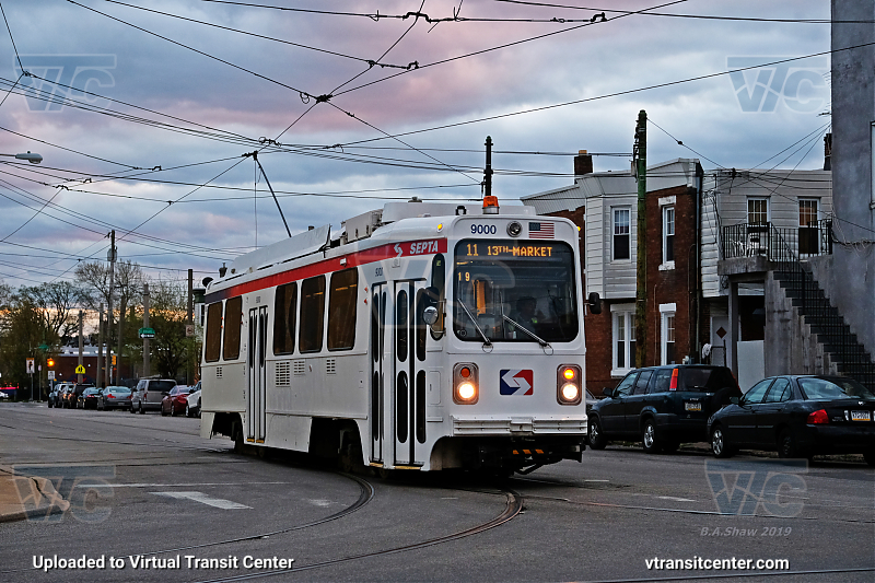 SEPTA Trolley K-Car 9000 on Route 11
Route 11 to 13th-Market
